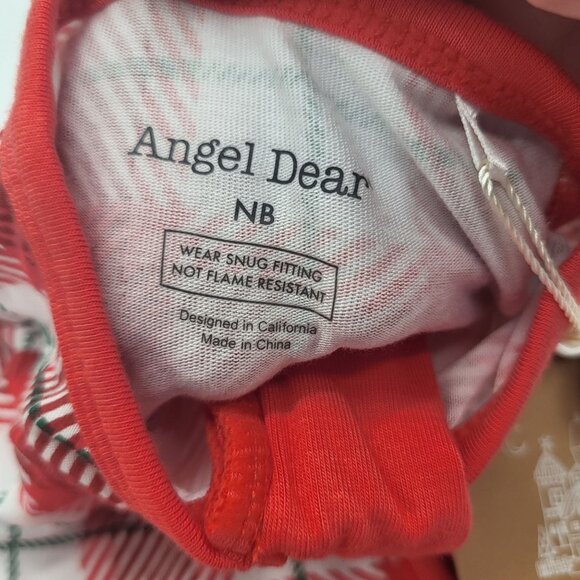 ANGEL DEAR Newborn 2 Way Zipper Footie Sleeper One Piece Holiday Red Plaid NWT - Picture 4 of 5